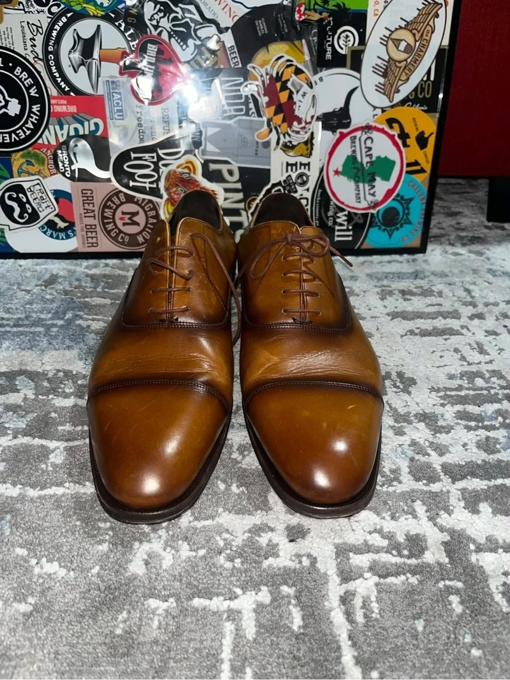 To Boot Men’s Leather Cap-Toe Oxfords in Cognac